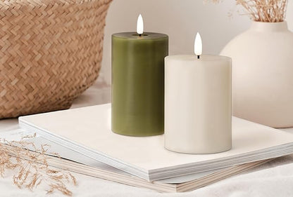 Abbott Collection Wax LED Flameless Pillar Candle - Sand (3x5 H)