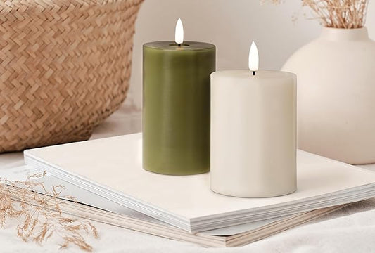 Abbott Collection Wax LED Flameless Pillar Candle - Sand (3x5 H)