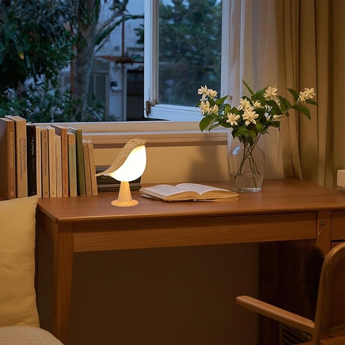 Small Cordless Bedside Lamp, Bird Lamp Touch Sensor, Night Light for Kids with Touch Dimmer,3 Level Brightness Nightstand Lamps, Rechargered Desk Lamp for Bedroom, Office, College Dorm Room