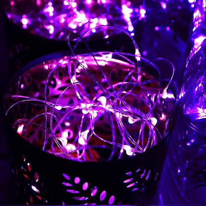 6 Pack Fairy Lights Battery Operated No Remote LED Starry String Lights 30 Micro Starry LEDs on 10ft Copper Wire Light for DIY Wedding Centerpiece Table Decorations (Purple)