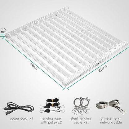 SZHLUX 840 Watt LED Grow Light Daisy Chain Dimmable Full Spectrum Grow Lights for Indoor Plants, 44x44 Inch Size Greenhouse LED Grow Light
