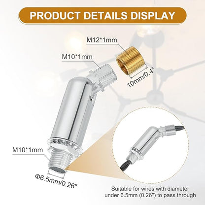 MECCANIXITY Sloped Ceiling Adapter, 180 Degree 46x15mm M10 Fine Thread Sloped Ceiling Light Fixture Adapter Kit for Ceiling Pendant Light Chandelier Track Suspend(Silver, Pack of 2)