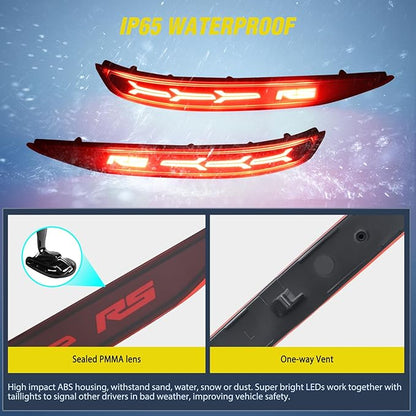 Nilight Rear Bumper Tail Light Compatible with 2017 2018 2019 2020 2021 2022 Chevy Equinox Red Lens LED Reflector Rear Bumper Lamps Brake Turn Signal Sequential Flashing Driving Taillights Replacement