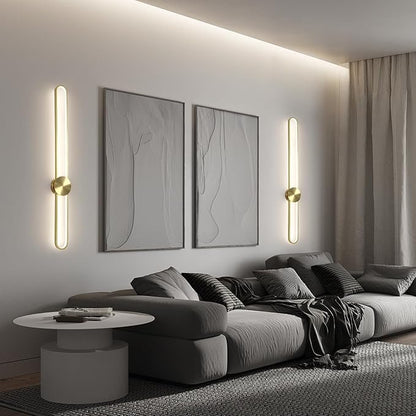 JAYMP Modern Wall Sconce 4000K Dimmable LED Wall Light Fixture, Hardwired Wall Lamp for Living Room, Dining Room, Bedroom, Hallway, Lobby, Entryway, 1 Pack (Brushed Black, H90cm/35.4inch)