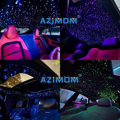 AZIMOM Car Use 6W RGBW 200pcs 0.03in 6.5ft Fiber Optic Lights Starlight Ceiling Light Kit End Glow Optic Cable Music Mode APP Remote Sensory Lighting Indoor Home Headliner Decoration