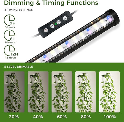 2PCS Grow Lights for Indoor Plants with Timer, 384 LEDs 42W Vertical Full Spectrum Grow Light 65 Inch Standing Grow Lights 3 Light Modes 5-Level Dimmable Wide Coverage