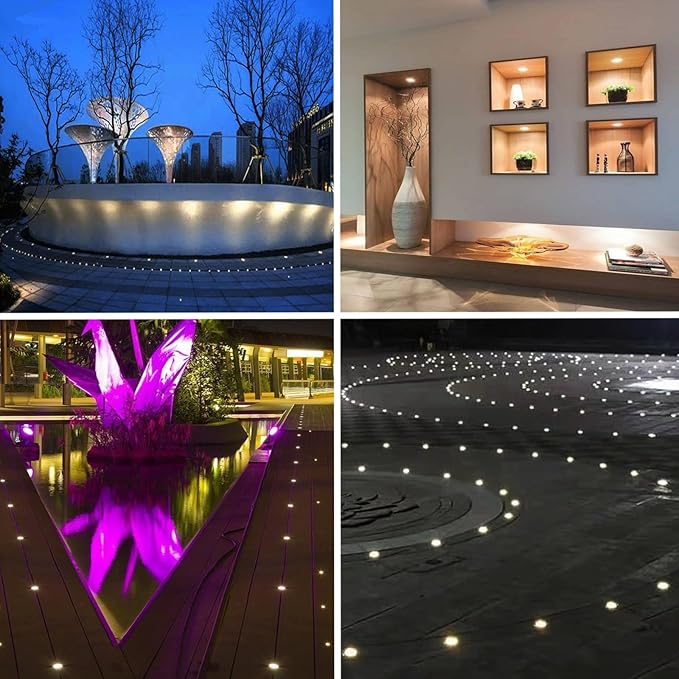 LED Mini In-Ground Starlight, 1W 24V DC Low Voltage Recessed Well Light, IP67 Waterproof, Buried Underground Marker Outdoor Landscape Lighting,Warm White 3000K (24V DC, 1 Pack)