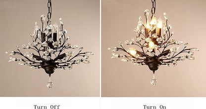 Garwarm 8-Light Vintage K9 Crystal Chandeliers Ceiling Lights Crystal Pendant Lighting Ceiling Light Fixtures Chandeliers Lighting for Living Room Bedroom Restaurant Porch Chandelier(Black)