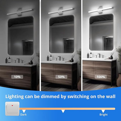 Combuh Modern Bathroom Vanity Light Fixtures Above Mirror Soft Shadow Free Wall Lamp, LED 14W 24 Inch Long Lamp Bars 3CCT Dimmable Chrome Sink Restroom Lighting Lámparas Luces para Baños Sobre Espejo