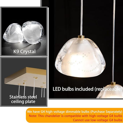Crystal Chandeliers for Living Room Dining Room Light LED Pendant Lights Fixtures Lighting Chandelier for Foyer Entrance Gold