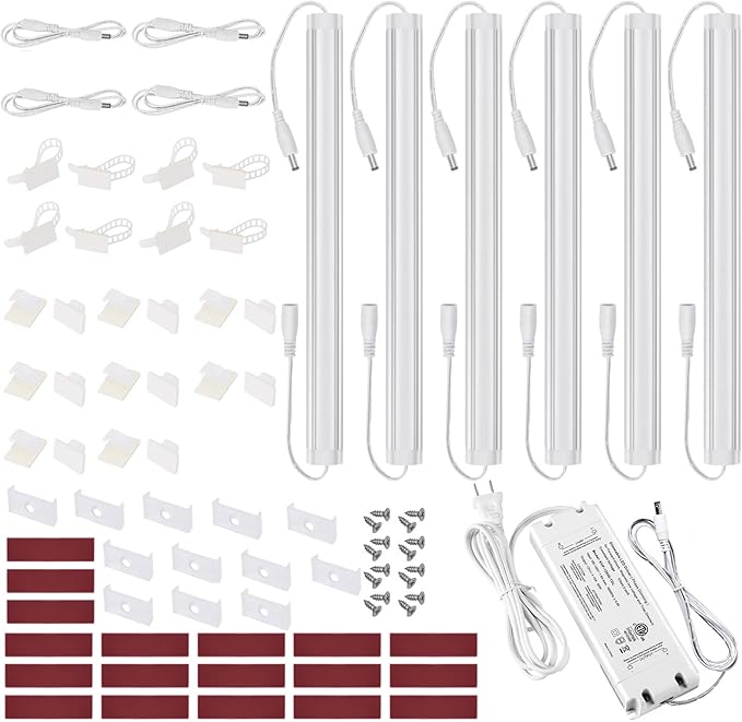 Litever Under Cabinet LED Lighting Kit Dimmable by AC Wall Dimmer. Plug in or Hardwired LED Driver. Super Bright Linkable Light Bar for Kitchen Cabinet Counter Shelf. 35W 2000 Lumen. Daylight 5000K