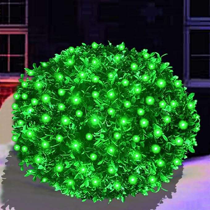 HISHINY Christmas Net Lights Outdoor, 5ftx5ft 100LED Green Wire, Connectable Bush Mesh Net Lights String for Christmas,St. Patrick's Day Party,Shrub,Yard,Tree (Green)