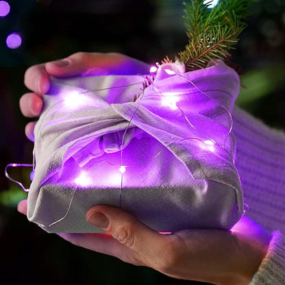 Aogist LED Fairy Lights, 16 ft Battery Operated String Lights with 50 LEDs Firefly Lights for Bedroom DIY Mason Jar Wedding Party Halloween Christmas Festival Decoration (2, Purple)