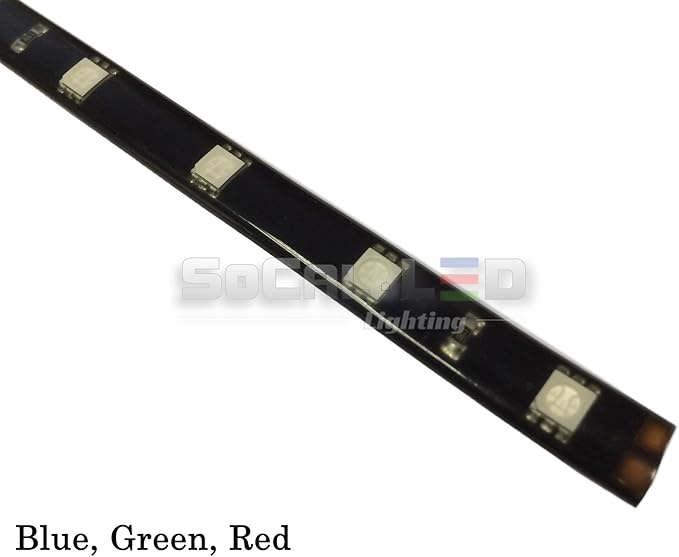SOCAL-LED LIGHTING 60cm 24" Red Flexible LED Strips High Power Bright 5050 12 SMD Car DRL Under Dash Accent Light, Waterproof, Cuttable, Pack of 2