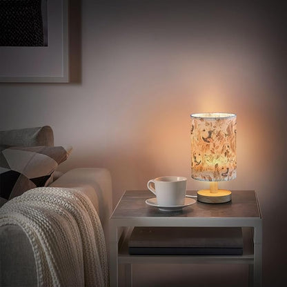 Bedside Table Lamp Fall Golden Retriever Dog Leaves Nightstand Lamp with Wood Desk Lamps for Bedroom Living Room Nursery Office Home Decor