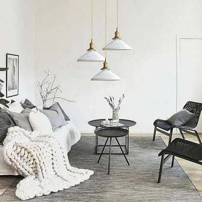 Ceramic Pendant Light, Minimalist Pleated Modern Pendant Light, Kitchen Island Bedroom Dining Room Bar Pendant Lighting