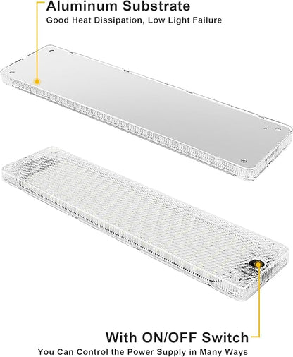 8 Pack 12v LED Interior Light Bar 2376LM DC 12 v Volt led Strip Ceiling Lights Lighting Fixture Inside with On/Off Switch for RV Enclosed Cargo Trailer Van Boat Car Camper