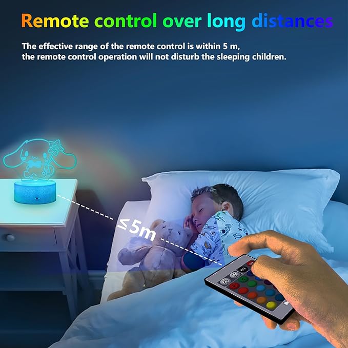 16 Colors Night Light 3D Illusion Table Lamp with Touch & Remote Control Acrylic LED Lamp Anime Led Light Cute Desk Lamp for Kids Artwork Decor Christmas Halloween Birthday Decoration Gifts