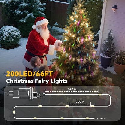LitHome Led Christmas Fairy Lights Plug in, 200LED 66FT Color Changing Fairy Lights with Remote, 9 Modes Led Christmas Lights Indoor, Red White and Blue Fairy String Lights for Party 4th of July Decor