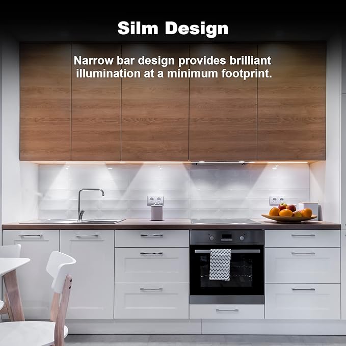 6PCS x 12 inch LED Under Cabinet Lighting 6500K, Dimmable Under Counter Lights for Kitchen, Shelf, Workbench, Cupboard Lighting, Plug-in Under Cabinet Lights with Memory Function, Cold White