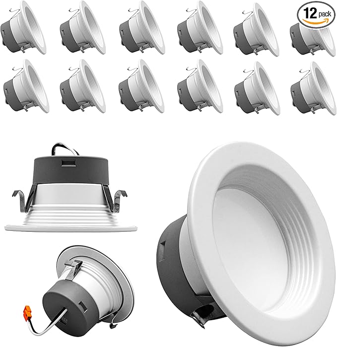 DLR4(v6) 4-inch White Selectable Recessed LED Downlight with Baffle (12 Pack)