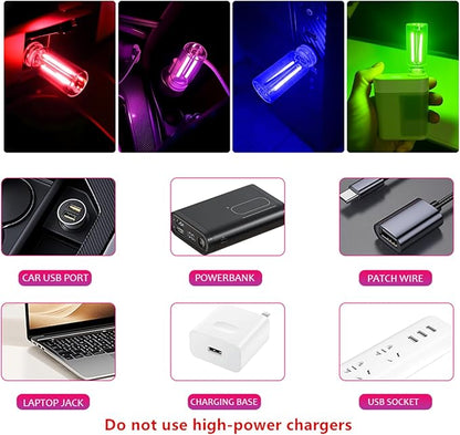Touch Control Car Atmosphere Light, USB Lights Portable Mini Glass Bottle LED Bulb Night Lights, USE for Vehicle Bedroom Camping Decoration - Red