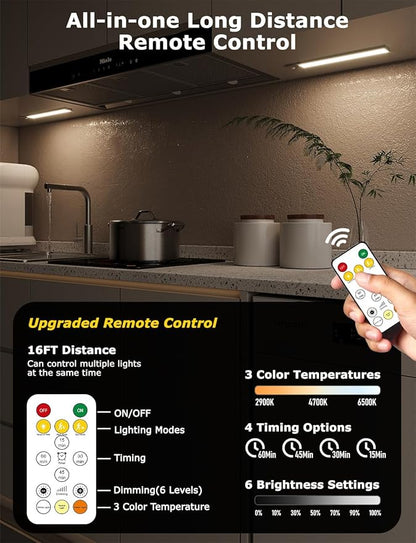 12" Ultra-Thin Under Cabinet Lighting Wireless, Aluminum Alloy Under Counter Lights for Kitchen, 3-Color-Temps Magnetic Closet Lights, Rechargeable Motion Sensor Light Indoor (2Pack, Silver)
