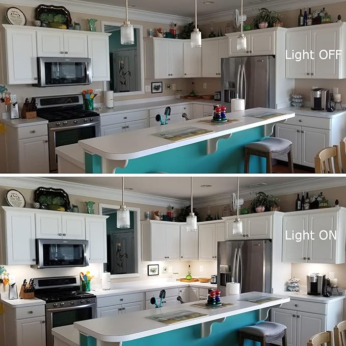 Litever Kitchen Under Cabinet LED Lighting Kits,3 PCS 1 Feet Super Bright LED Light Bars per Set, Daylight White 20W 1000 Lumen Dimmable Plug in for Kitchen Cabinets Counters Cases 5000K (3 Bars Kit)