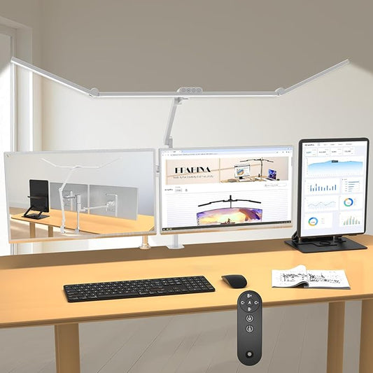 EPABINA 36W Ultra Bright Architect Desk Lamp with Clamp, Tall Overhead Rotatable Led Desk Light for Home Office, 47Inch Long Adjustable Monitor Light Bar with Remote for Computer Screen Desktop Table