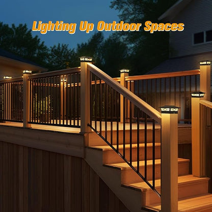 JOFIOS Solar Post Cap Lights Outdoor 12pack, Waterproof Solar Powered Deck Fence Post Lights for 4x4 Wood/Vinyl Posts, Solar Outdoor LED Light with Cool/Warm Lighting Decorate Garden Patio Porch…