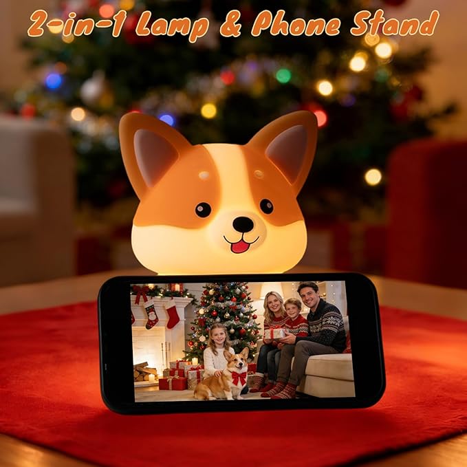 LED Dog Night Light for Kids, Cute Puppy Night Light with 3 Brightness Levels, Touch Dimmable Bedside Lamp with Timer, Squishy Rechargeable Silicone Animal Lamp for Boys Girls Nursery Room Decor (Dog)