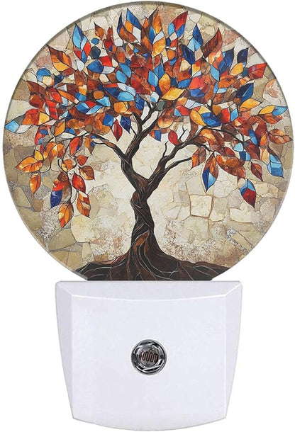 EKOBLA Colorful Seasons Tree Plug-in Night Light, Multi-Color Leaves LED Nightlight with Dusk to Dawn Auto Sensor for Home Indoor Decor