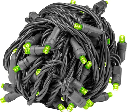 Novelty Lights 25ft Christmas String Lights, 50 Lime LED Bulbs on Black Wire, 6" Spacing, Connectable Indoor Outdoor Commercial Grade Lighting for Holidays Patio Weddings