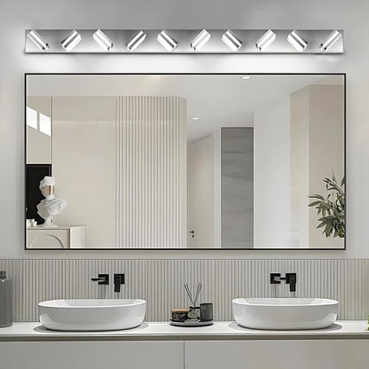 IZORRO LED Modern Bathroom Lights Fixtures(10-Light,Dimmable),Chrome Acrylic Wall Lighting,Vanity Lights for Bathroom Over Mirror - 6000k 40In （No Assembly Required）