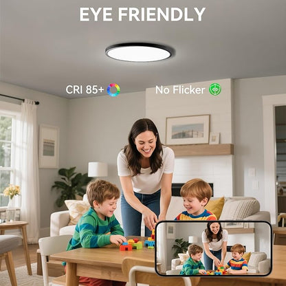 12 Pack 12 Inch Dimmable LED Flush Mount Ceiling Light Fixture 28W 3200LM 5 Color Temperature in One Super Slim Round Ceiling Lamp Low Profile Ceiling Lights for Living Bedroom Kitchen Laundry Black