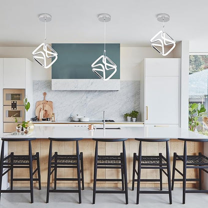 Modern Pendant Light Fixtures,6000K Cool White Chrome Led Pendant Lights for Kitchen Island,Adjustable Kitchen Island Hanging Light Fixture for Dining Room Bedroom Sink, 1 Pack