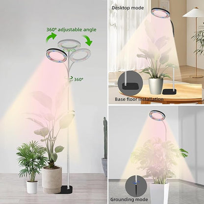 Full Spectrum LED Grow Light, 84 LEDs with 3 Color Modes, 67in Adjustable Gooseneck, 360° Rotating Head, Desktop Plant Light with Timer, 10 Brightness Levels, (Black)