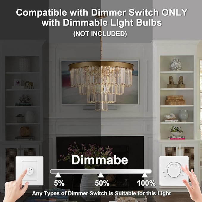 A AXILIXI Modern Crystal Chandeliers Gold 24” Round Chandelier for Dining Room 12 Light Ceiling Pendant Light Fixture Raindrop Luxury Gold Flush Mount Chandelier for Entryway Living Room