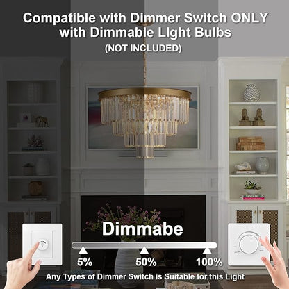 A AXILIXI Modern Crystal Chandeliers Gold 24” Round Chandelier for Dining Room 12 Light Ceiling Pendant Light Fixture Raindrop Luxury Gold Flush Mount Chandelier for Entryway Living Room