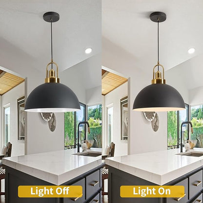 Vintage Industrial Black and White Iron Pendant Light,Hallway - Diameter 13.58 "- Wire Length 78.74",Copper Socket Pendant Light, Suitable for Kitchen Islands,