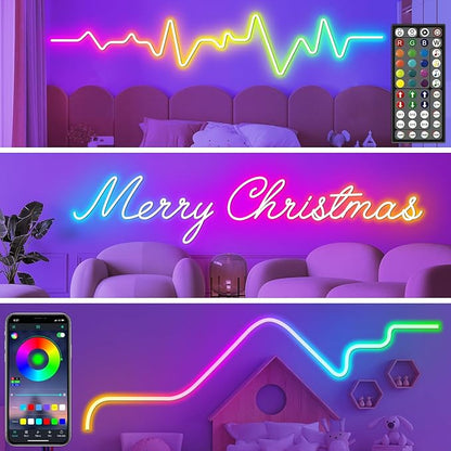 LETIANPAI Neon Rope Lights,Flexible Led Rope Lights Control with App/Remote,Multiple Modes Rope Lights,IP65 Outdoor RGB Led Neon Lights Waterproof,Music Sync Gaming Led Light Strip (32.8FT)