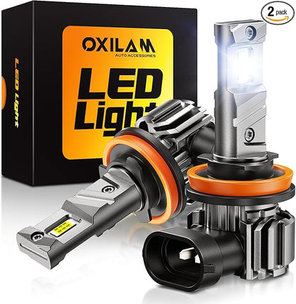 OXILAM Latest H11/H9 LED Bulbs,36,000LM 9X Ultra-Brightness, Real 1:1 Halogen Mini Size, 10-Year Longer Lifespan, Sealed Design for H11 H8 Fog Lights, Plug and Play, Pack of 2