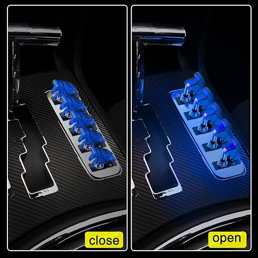 Nilight 5PCS LED Toggle Switch ON Off 12V Blue Lighted Aircraft Safety Cover Heavy Duty 20A SPST 3 Pin Rocker for Automotive Cars Trucks Boats Racing Cars,2 Years Warranty