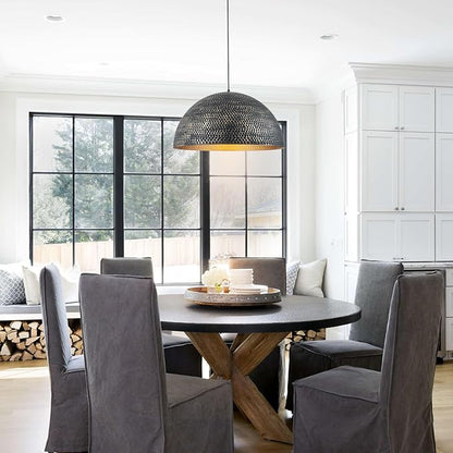 23.6 in. Black and Gold Hammered Pendant Light Fixtures, Industrial Metal Dome Shade, Pendant Lights Kitchen Island, Pendant Light for Kitchen Island and Dining Room