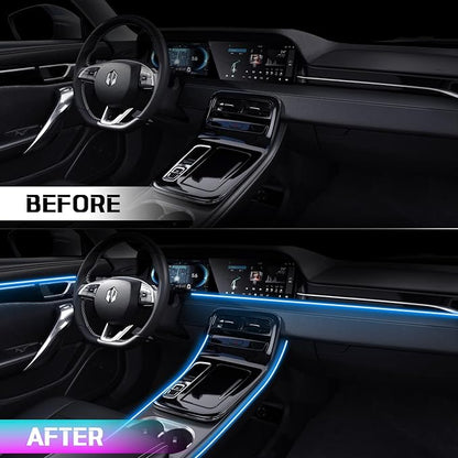 RGB Acrylic Ambient Lighting Car Lights, LED Strip Lights with APP Control, 593 LEDs Interior Car Lights, 6 in 1 Neon Car Ambient Neon Light Kits