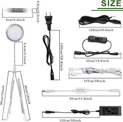 AIBOO Linkable Under Cabinet LED Lighting 12V Dimmable Puck Lights with Wireless RF Remote Control, Hardwired & Wall Plug in for Furniture Cupboard Lighting(10 Lights, Warm White)