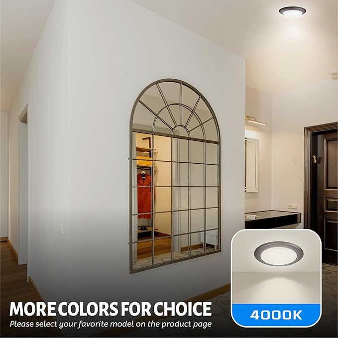 ECOELER 5/6" LED Disk Light, Dimmable Flush Mount Recessed Ceiling Downlight, 16.5W 4000K Cool White 1000Lm, Low Profile Surface Mount Disc Light for Closet, Office, Garage, ETL Listed, 4 Pack