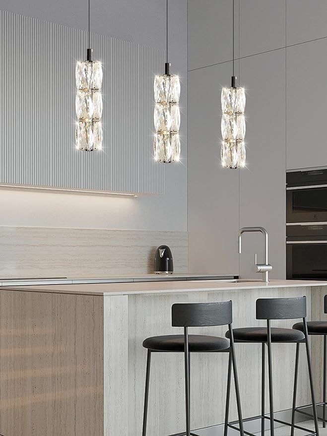 ykolupty Modern Pendant Lighting 1-Light Chandelier Black Pendant Light Indoor Hanging Light Fixture for Kithchen Island Dinning Room Bedroom