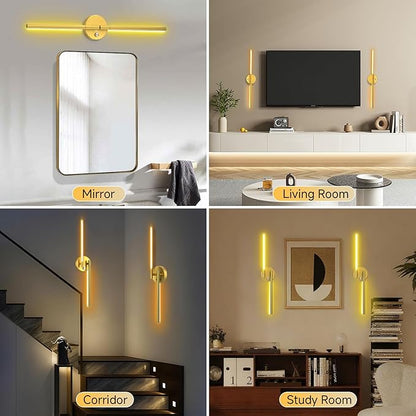 Wall Sconces with Remote,Rechargeable Battery Operated,Wireless Magnetic Wall Lights with RGB Colors&Dimmable,Wall Decor for TV/Mirror,Bedroom,Staircase Gold