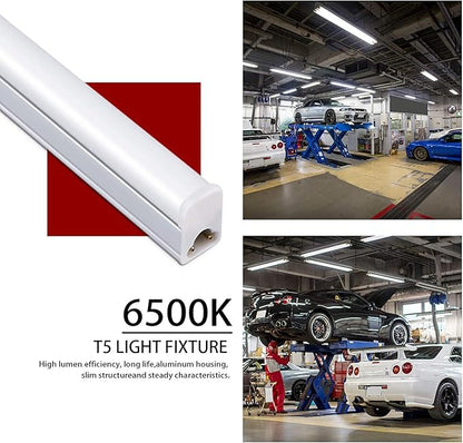 12 Pack 4FT Led Shop Lights, 20W 2200lm 6500K Super Bright Garage Light, T5 4 Foot Shop Lights Ideal for Basement, Storage Room, Warehouse, Linkable Led Lighting Fixture with On/Off Switch